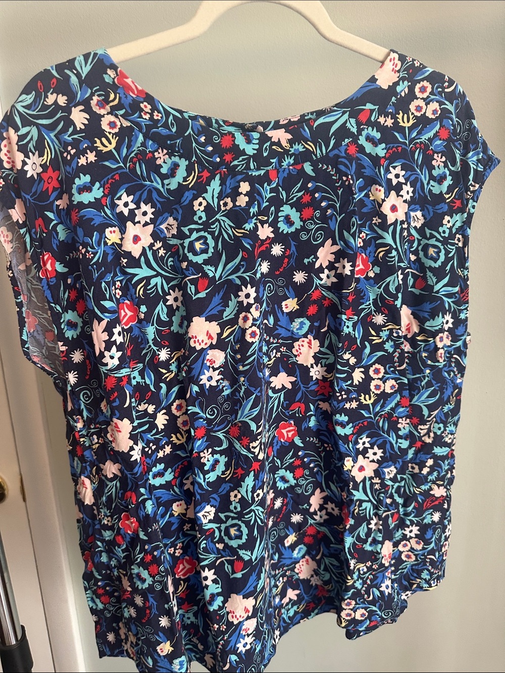 Talbots Navy Floral Short-Sleeve Blouse